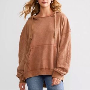 Buckle oversized Raw Edge Hoodie
